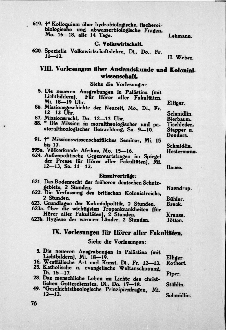 Vorlesungen über Auslandskunde und Kolonialwissenschaft im Wintersemester 1931-32.