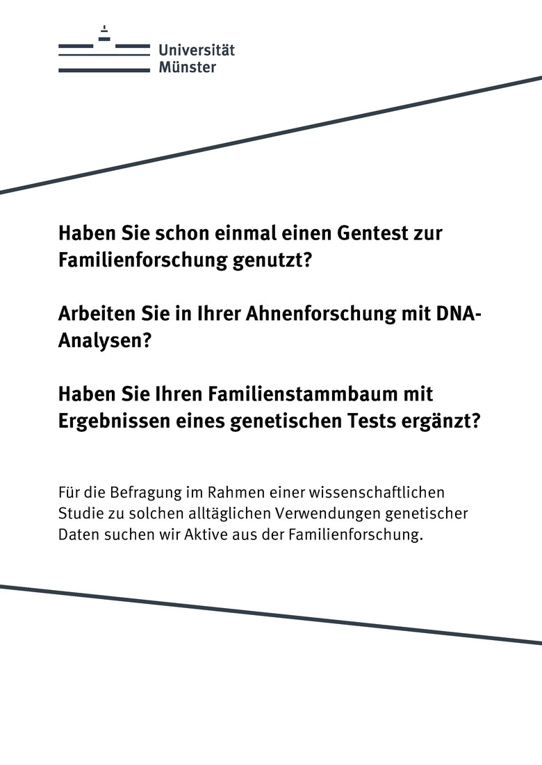 Aufruf Forschungprojekt zur DNA-Genealogie