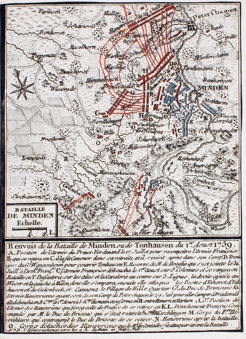 Jean de Beaurain, Die Schlacht bei Minden, nach 1759, Wikimedia (gemeinfrei).