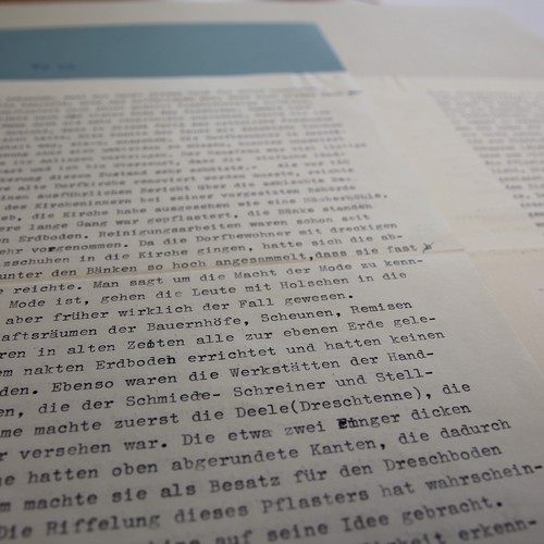 Ein maschinengeschriebener Text aus dem Archiv für Alltagskultur.