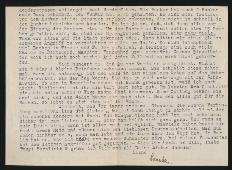 Brief einer Frau aus Münster an ihre Verwandten aus dem Jahr 1944, Emslandmuseum Lingen.