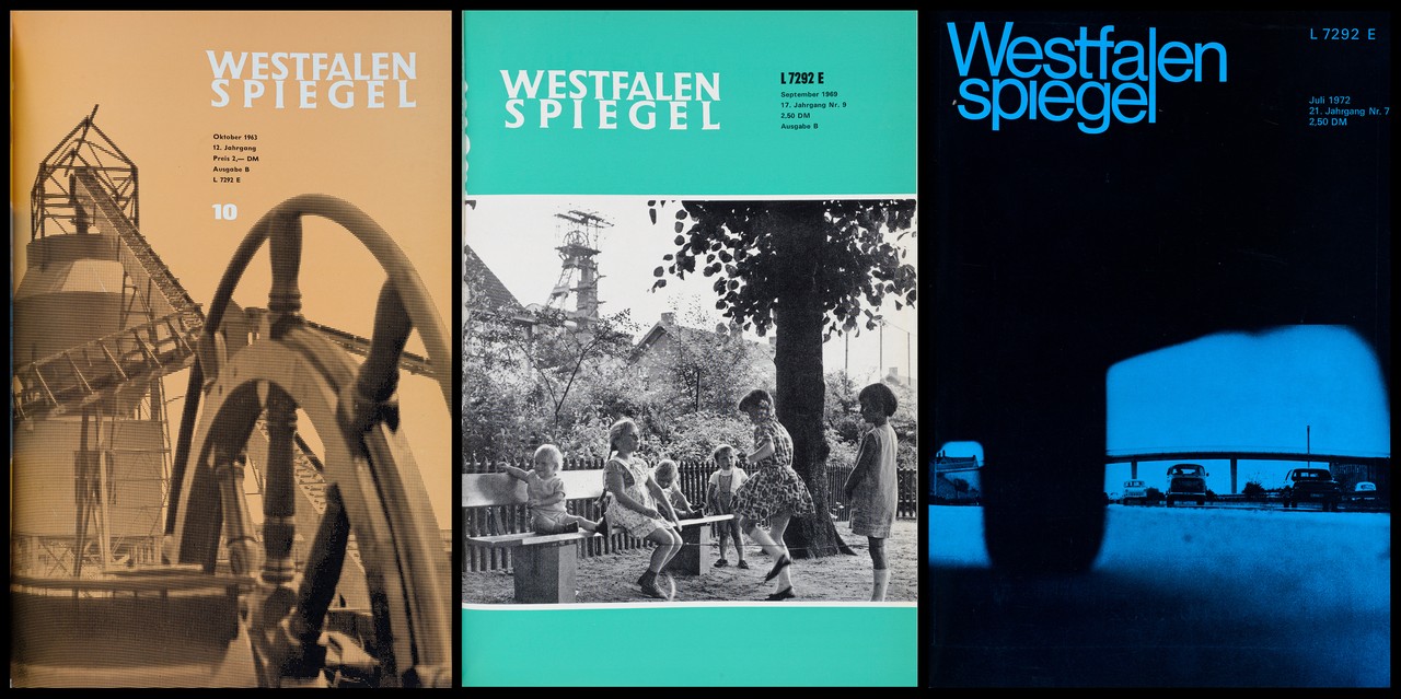 Titelseiten des Westfalenspiegel mit Orwat-Fotografien. V.l.n.r. Oktober 1963, September 1969, Juli 1972. Fotos: Helmut Orwat, Westfalenspiegel / Kommission Alltagskulturforschung für Westfalen