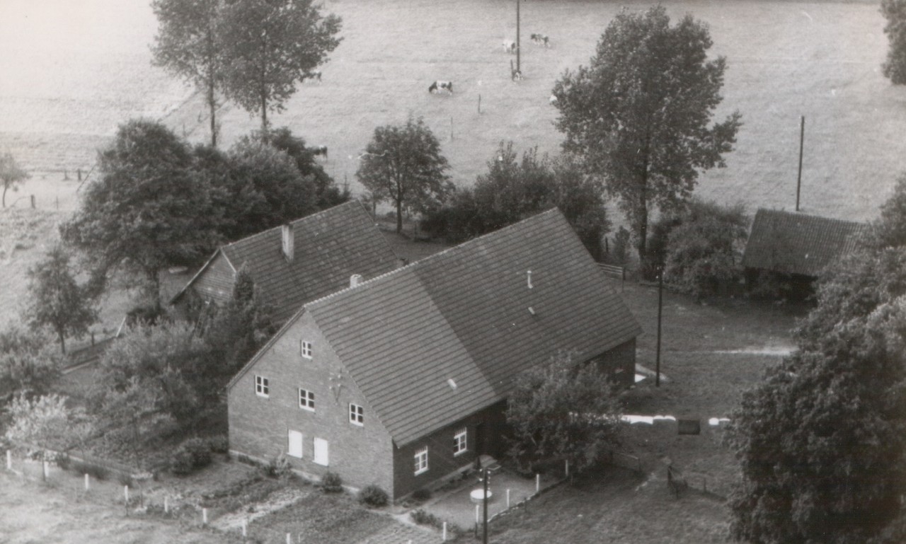 Der Hof Hallerdei im Wulversump im Jahr 1956. Seine Anfänge gehen auf eine Neubauerei im Jahr 1785 zurück. Foto: Heimatverein Lienen.