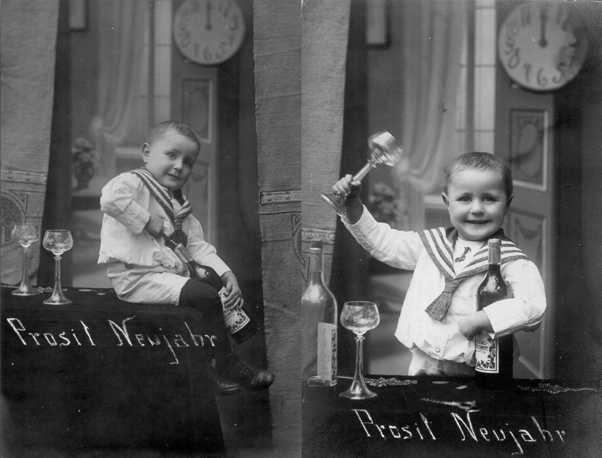 Neujahrsgruß, Kinderfoto von Wilhelm Tell. Foto: Hermann Tell, 1910; Archiv für Alltagskultur.