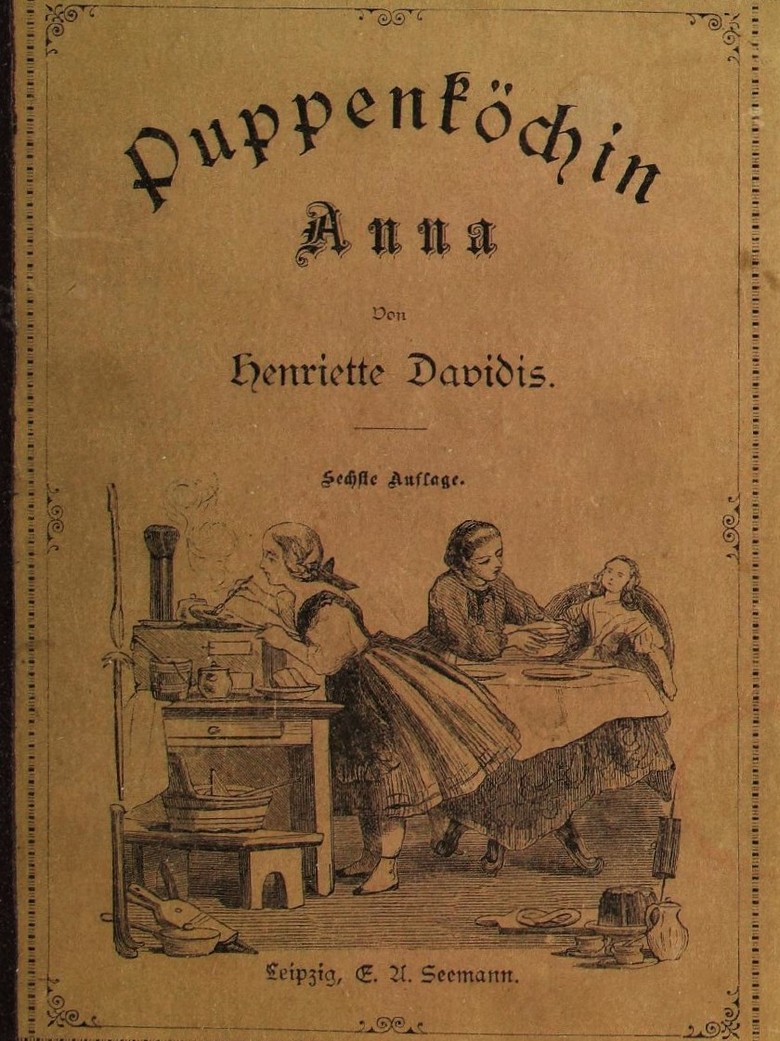 Titelseite der sechsten Auflage von Henriette Davidis‘ „Puppenköchin Anna“ (1881), online unter https://digital.slub-dresden.de/werkansicht/dlf/13621/1.