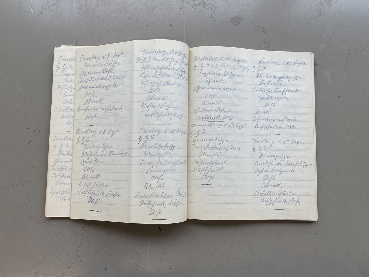 Menübuch von Martha Ludtmann auf Schloss Burgsteinfurt (Archiv für Alltagskultur, Personenbestand Ludtmann, K03202.0009, Foto: Liv Malin Böllert)
