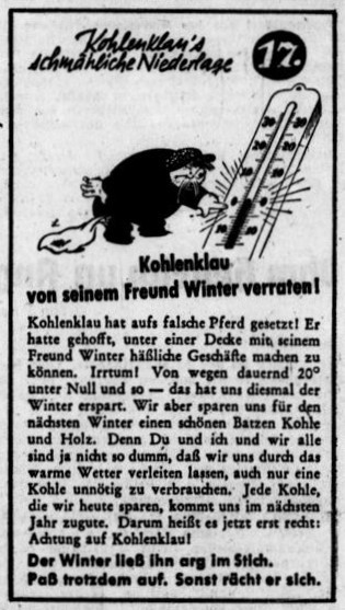 Kohlenklau's schmähliche Niederlage Nr. 17. Aus: Westfälische Tageszeitung, 11.03.1942.