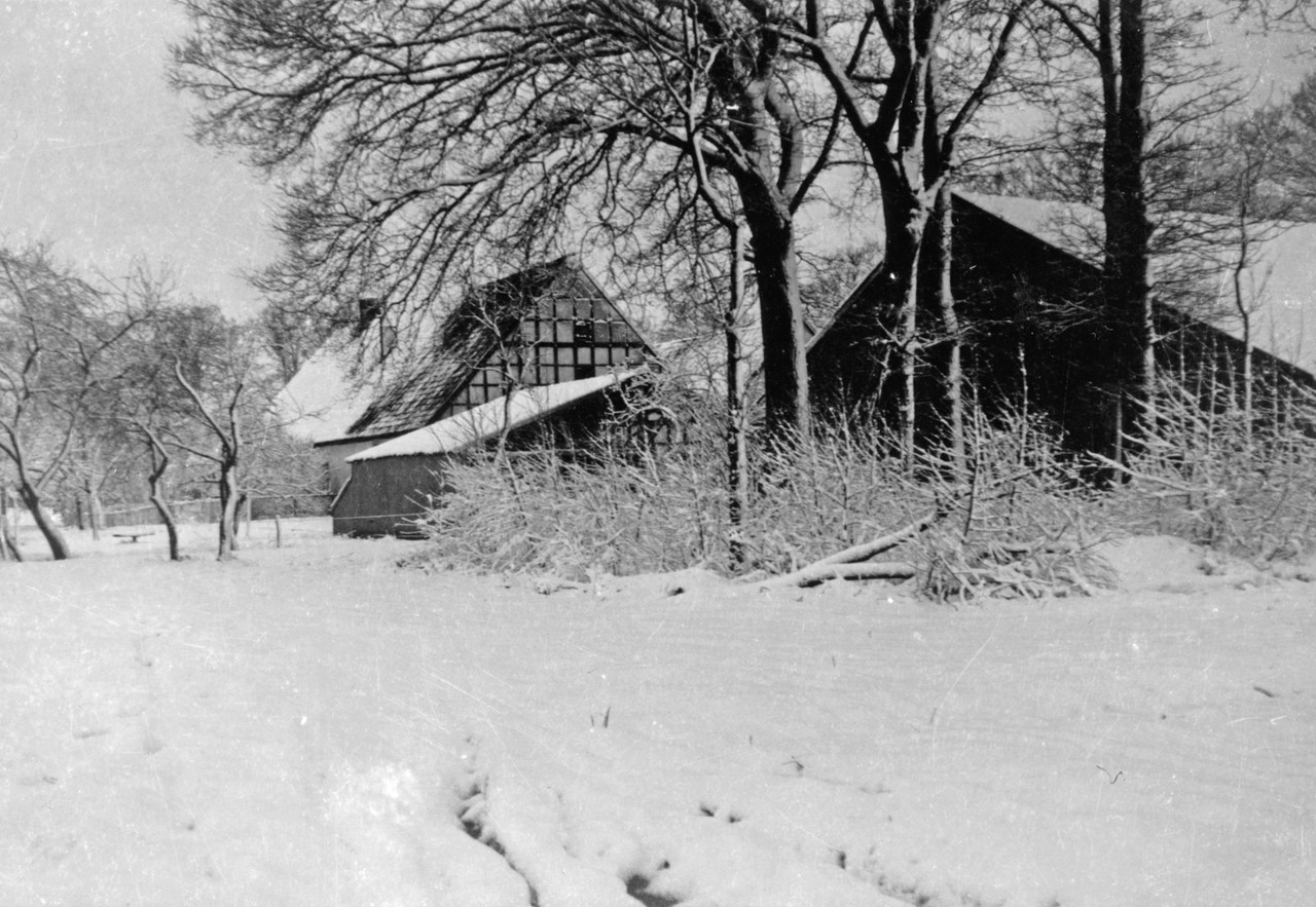 Landschaft mit Bauernhof in Ostenwalde bei Hopsten (um 1930).