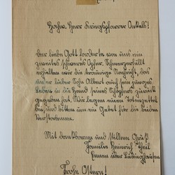 Brief aus dem Personenbestand Onkels, Johannes, Archiv für Alltagskultur in Westfalen. Foto: Regenbrecht/LWL. (vergrößerte Bildansicht wird geöffnet)