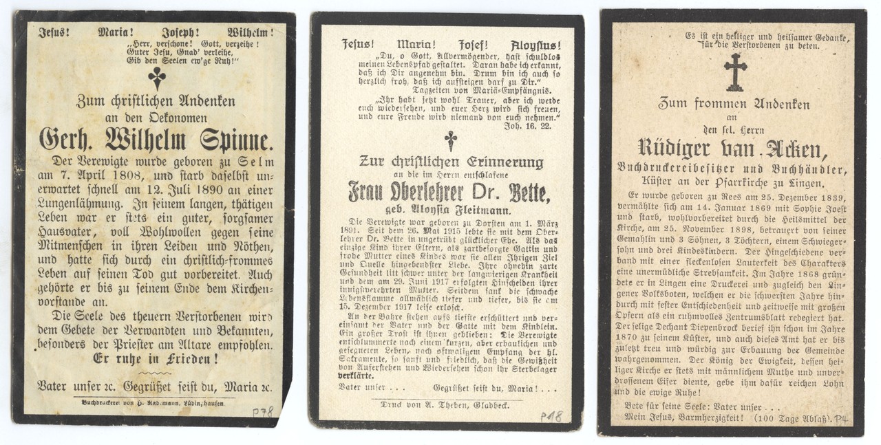 Aus der Totenzettelsammlung des Archivs für Alltagskultur in Westfalen.