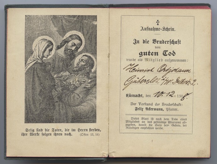 Gebets- und Andachtsbüchlein für die Mitglieder der Bruderschaft vom guten Tode, Archiv für Alltagskultur in Westfalen, Inventarnummer K03139.0039.