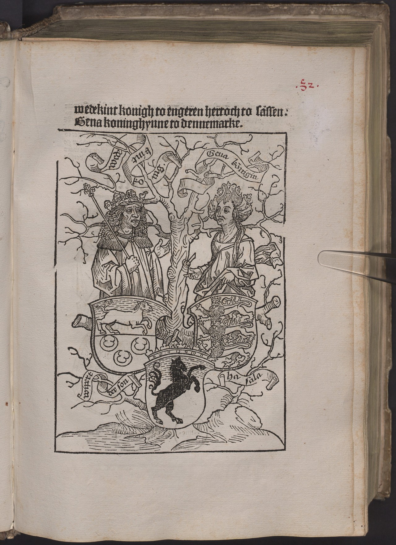 Die Wappenerzählung der Cronecken der Sassen im Bild. Ausgabe der Bayerische Staatsbibliothek München, Rar. 883 (https://www.digitale-sammlungen.de/view/bsb00025661?page=66%2C67).