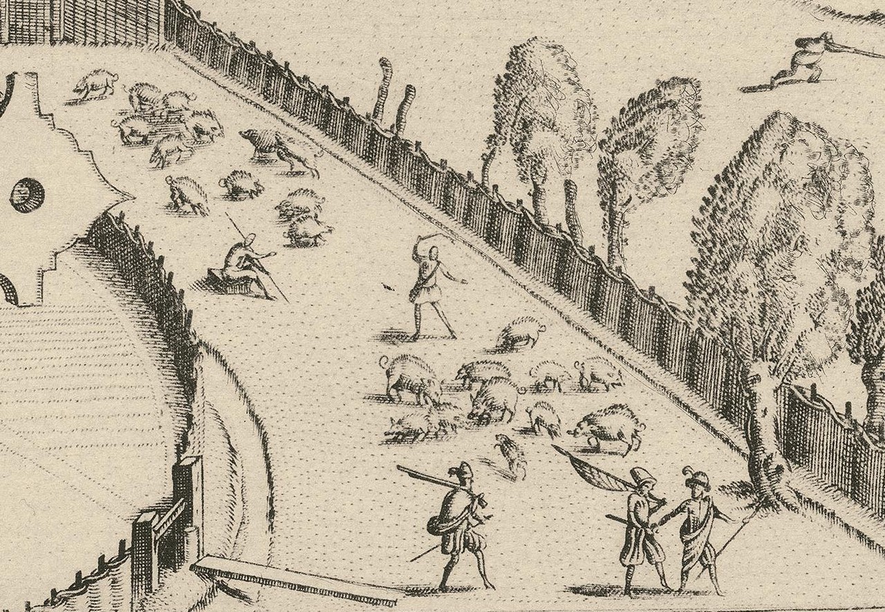 Impression aus der Ausstellung, Detail aus dem Kupferstich von Hogenberg.