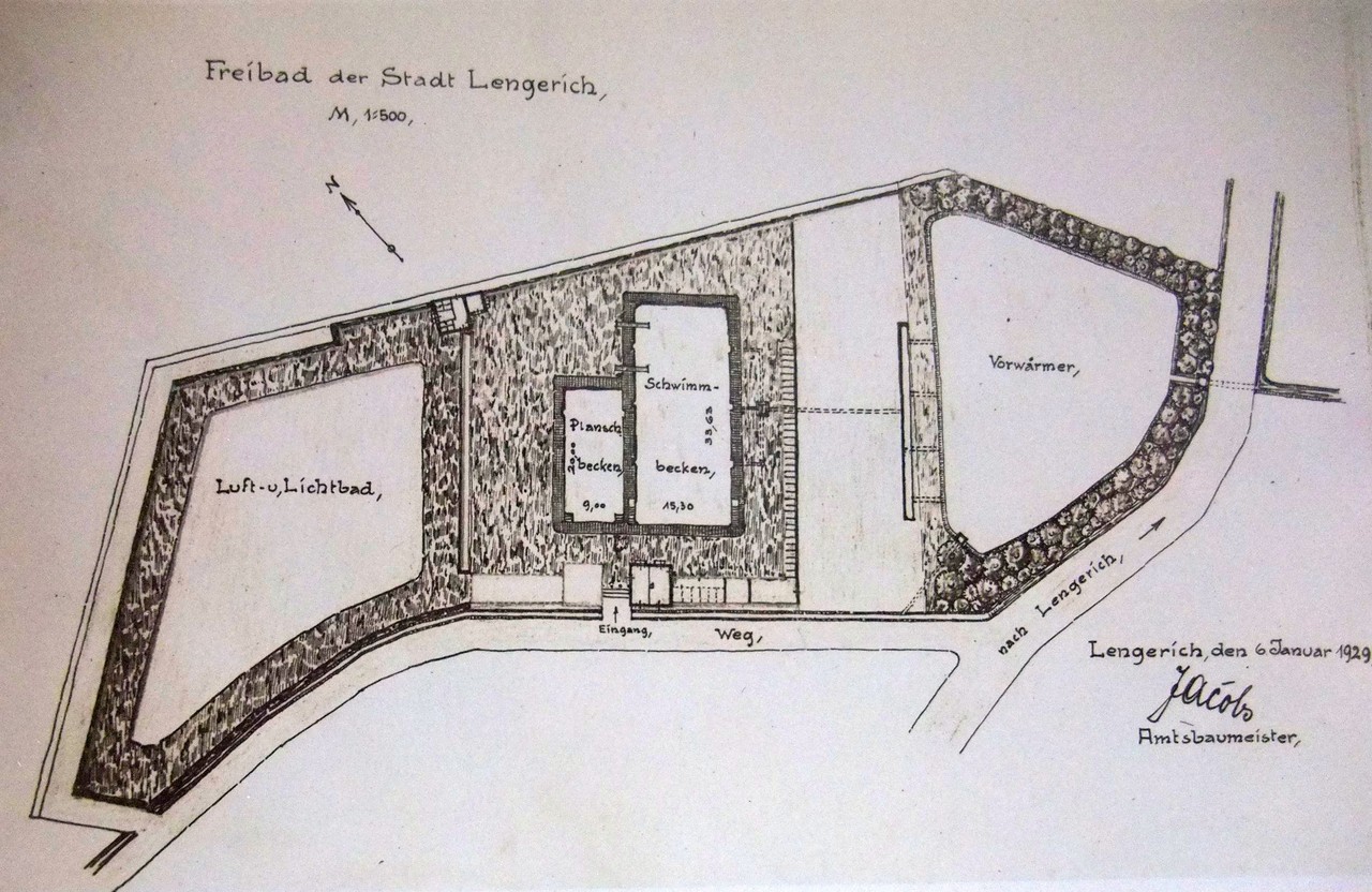 Plan des Lengericher Freibads 1929 © Stadtarchiv Lengerich