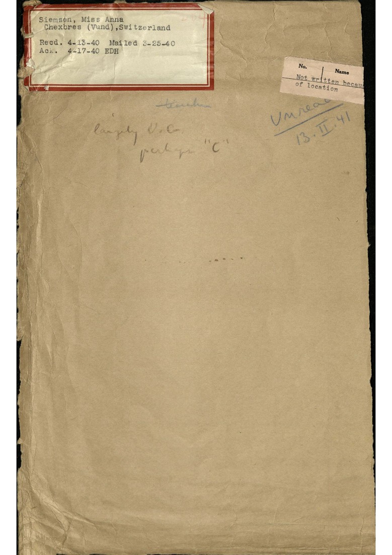 Das Originalmanuskript von Anna Siemsen: Mein Leben in Deutschland. Quelle: Houghton Library, Box: 20, MS Ger 91, (212).