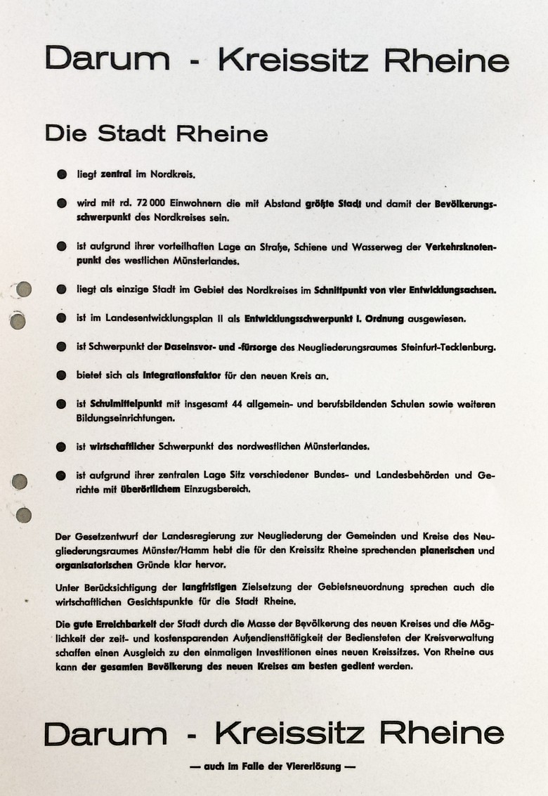 Flugblatt für eine Kreissitz in Rheine (um 1972).