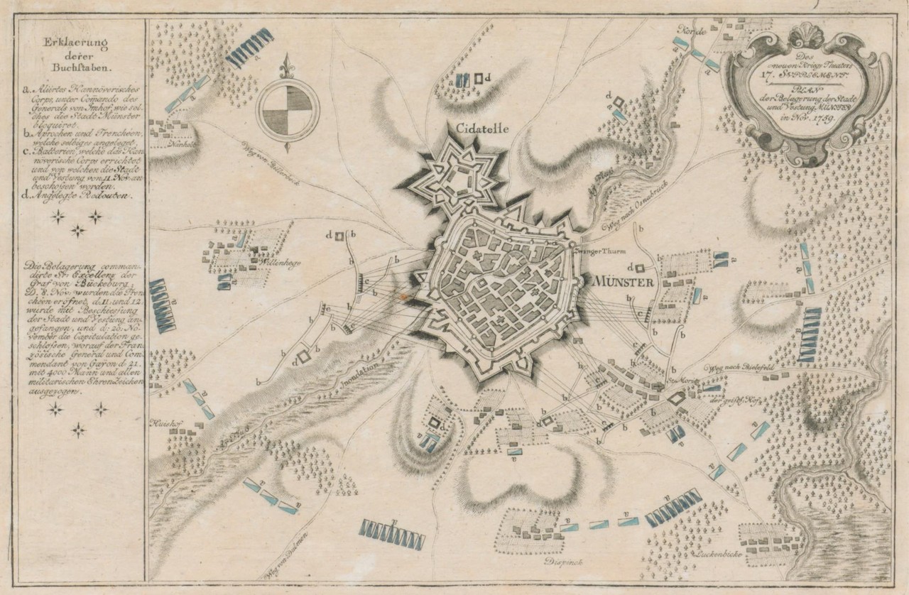 Plan von der Belagerung der Stadt Münster im November 1759, Foto: LAV NRW W, W 051/Karten A (Allgemein), Nr. 17222.