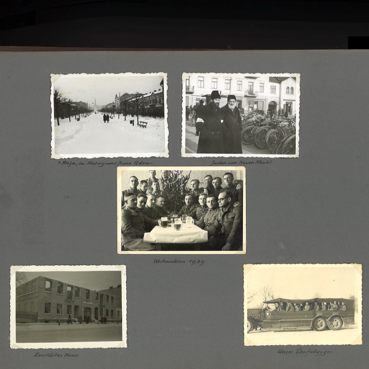 Eine Seite aus dem Fotoalbum mit fünf Fotos.
