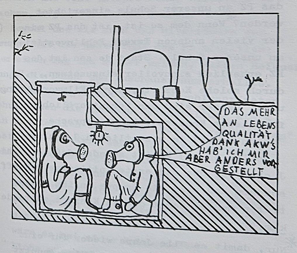 Karikatur, in: Radieschen Nr. 1, 1977, S. 33, Sammlung Archiv für Alltagskultur, Münster, K03161.0008.