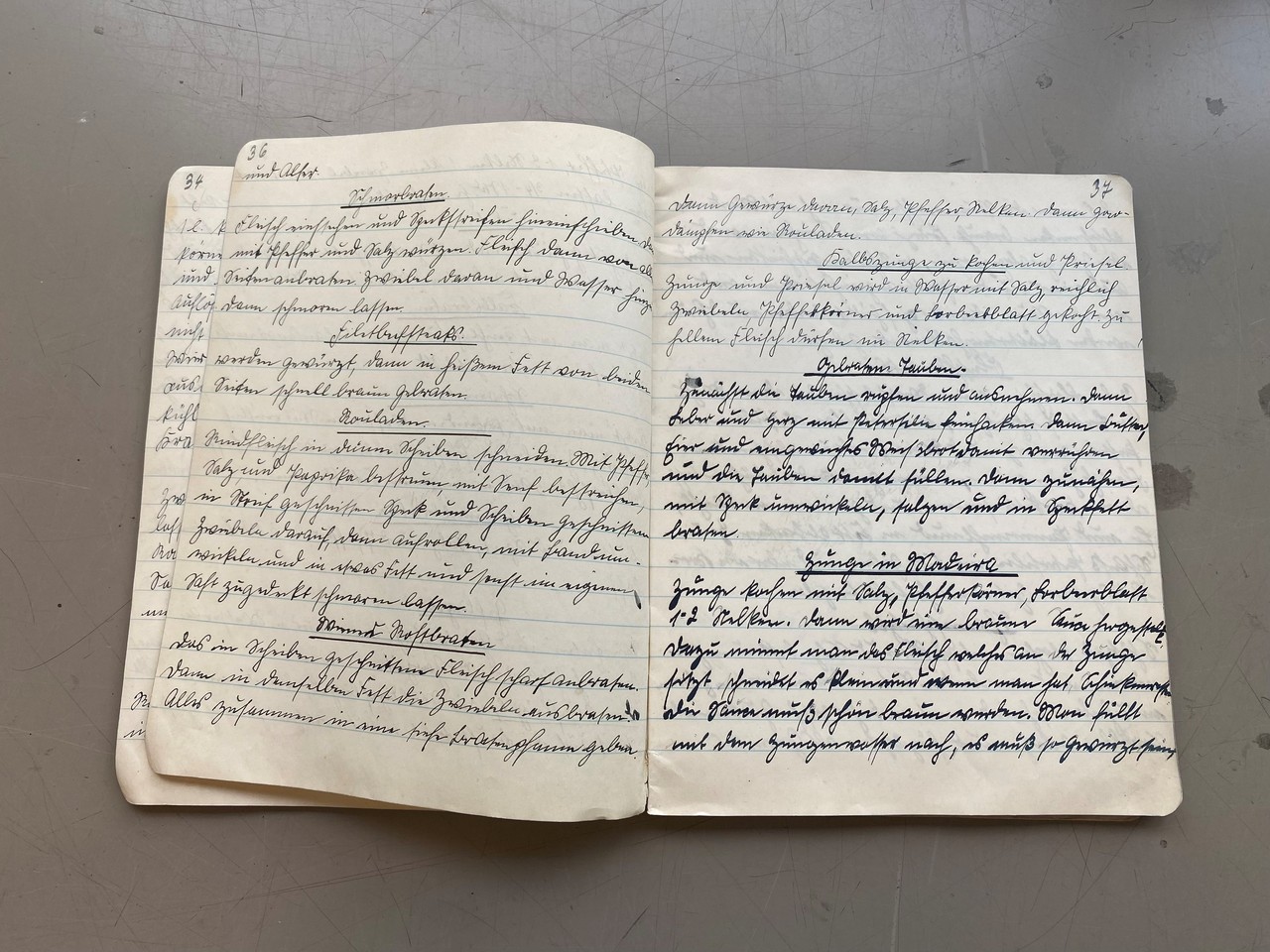 Rezeptbuch von Martha Ludtmann auf Schloss Burgsteinfurt (Archiv für Alltagskultur, Personenbestand Ludtmann, K03202.0010, Foto: Liv Malin Böllert)