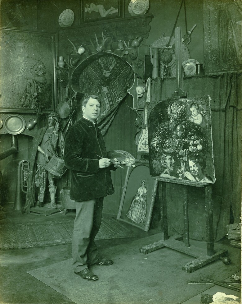 Martin Monnickendam im Atelier (um 1910). Quelle: Stichting Vrienden van de Schilder Martin Monnickendam.
