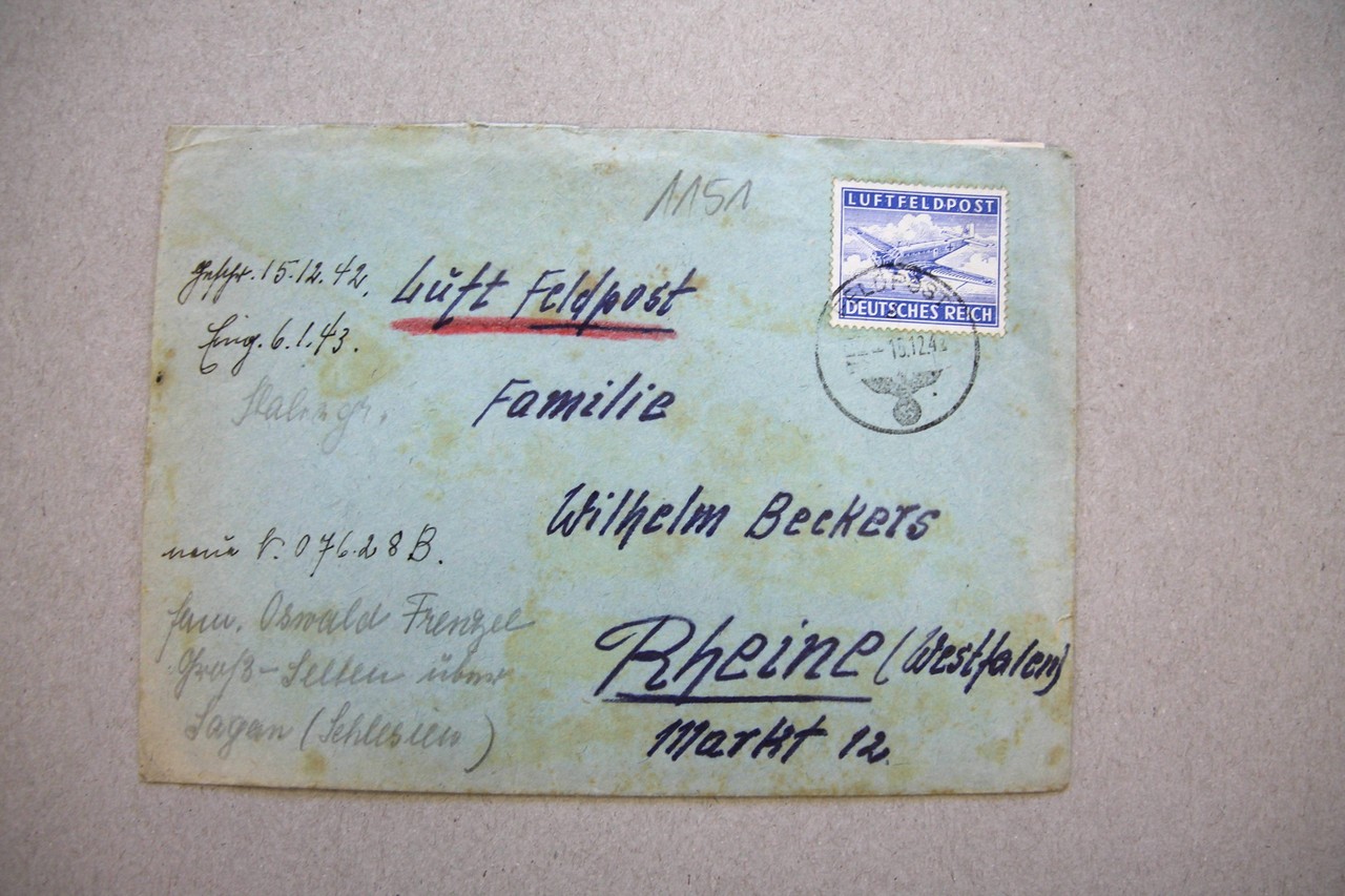 Umschlag eines Feldpostbriefes aus Russland von Willy Beckers an Familie Beckers vom 15.12.1942. Archiv für Alltagskultur, Inv.-Nr.: K02451.1151.