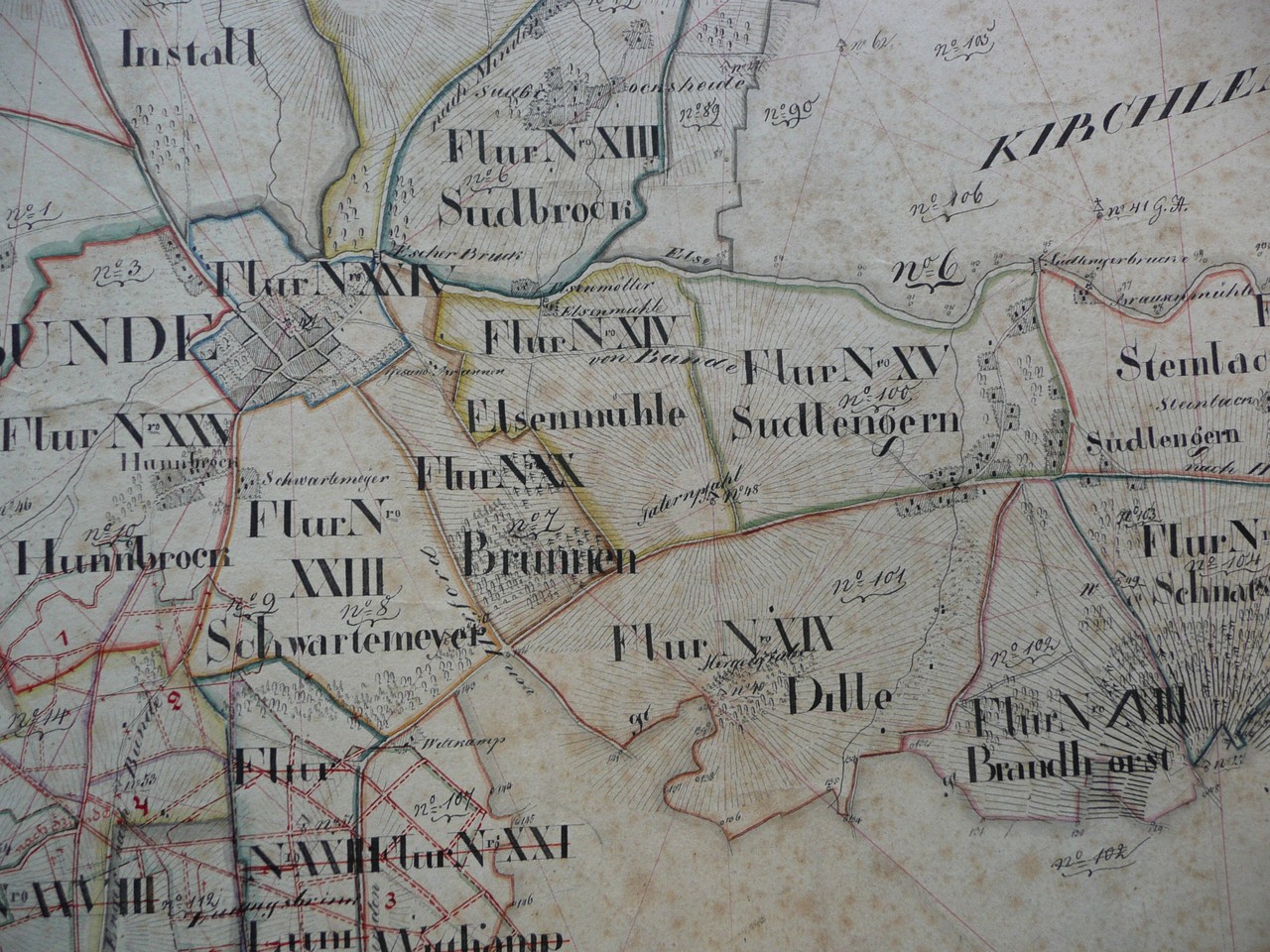 Auf der alten Karte von 1826 ist der sogenannte Taternpfahl in Südlengern eingezeichnet (Abbildung: Kommunalarchiv Herford).