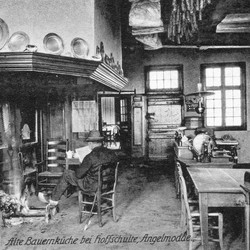 Herdfeuer in einer Gaststätte in Angelmodde, Ansichtskarte um 1910. (vergrößerte Bildansicht wird geöffnet)