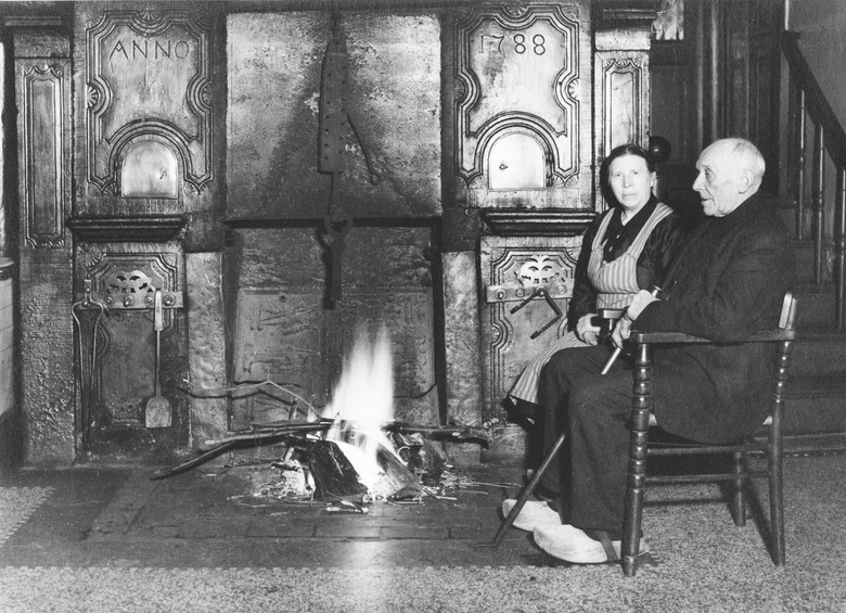 Herdwand von 1788 in einem Bauernhaus in Coesfeld, Foto um 1940.