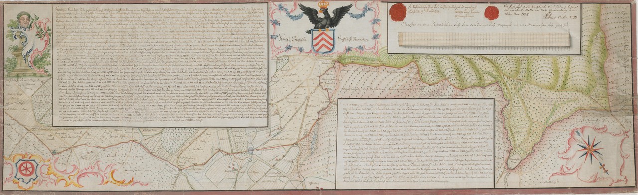LAV NRW W, W 015, Karten A (Allgemein), Nr. 19582: Grenze zwischen dem Fürstbistum Osnabrück und der Grafschaft Ravensberg im Bereich der Ämter Grönenberg und Ravensberg von Johann Hermann Siekendiek, 1783.