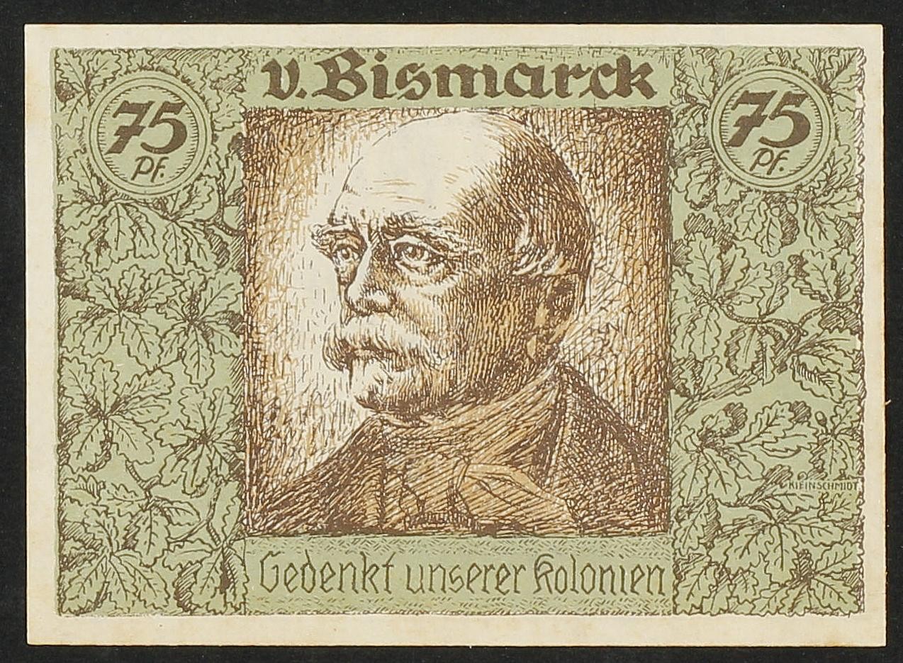 Rückseite eines Serienscheines mit dem Konterfei von Otto von Bismarck.