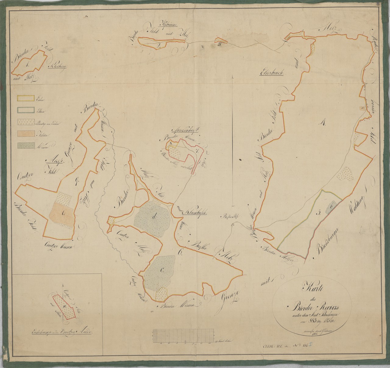 Karte der landesherrlichen Forstreviere in Bierde, 1801 (LAV NRW W, A 19902)