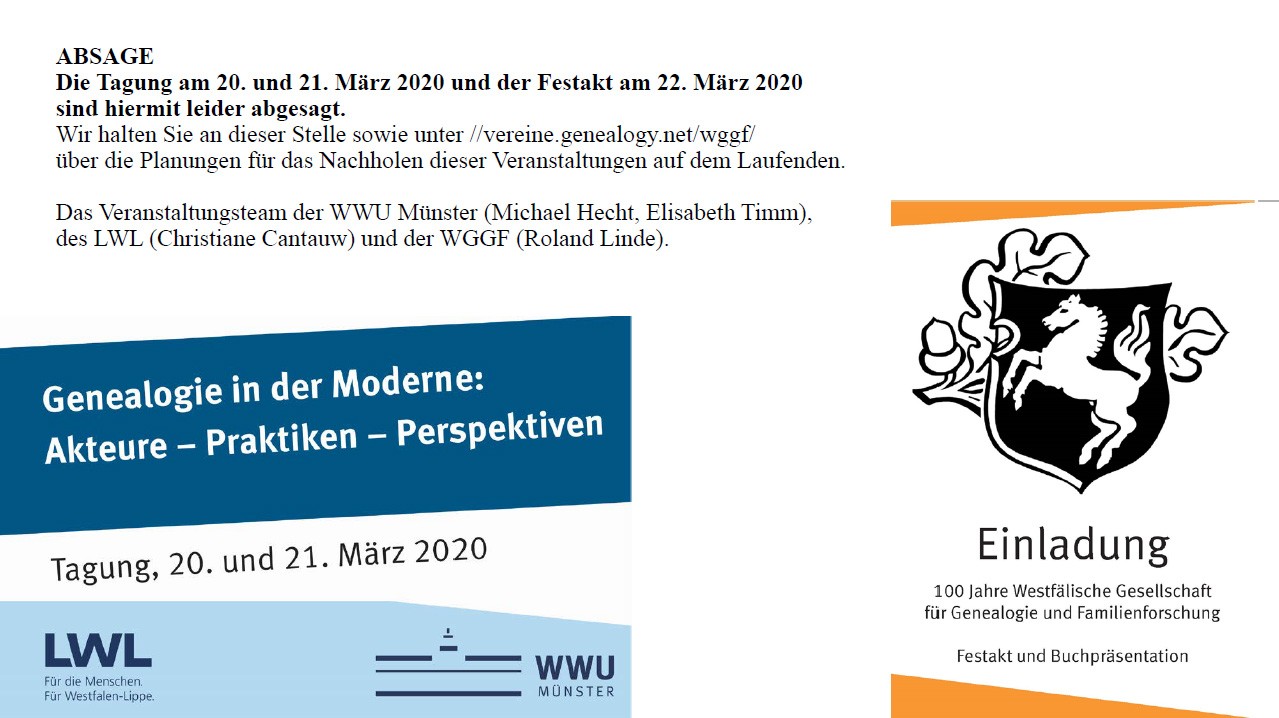 Eine Grafik, auf der die Flyer der Veranstaltungen abgebildet sind sowie ein Hinweis auf die Absage dieser.