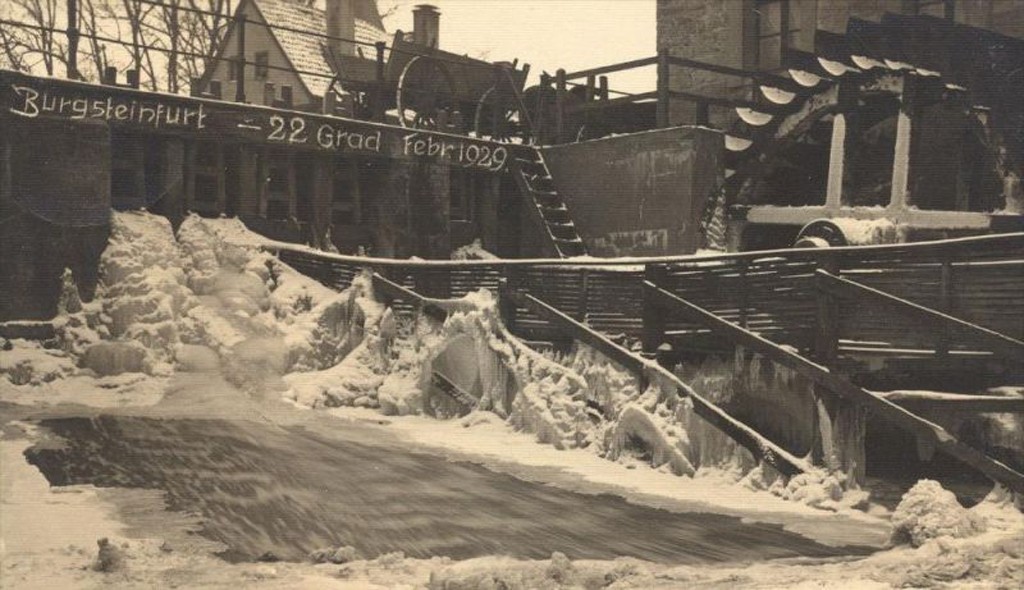 Die Schlossmühle in Burgsteinfurt im Februar 1929. Foto: Emslandmuseum Lingen.