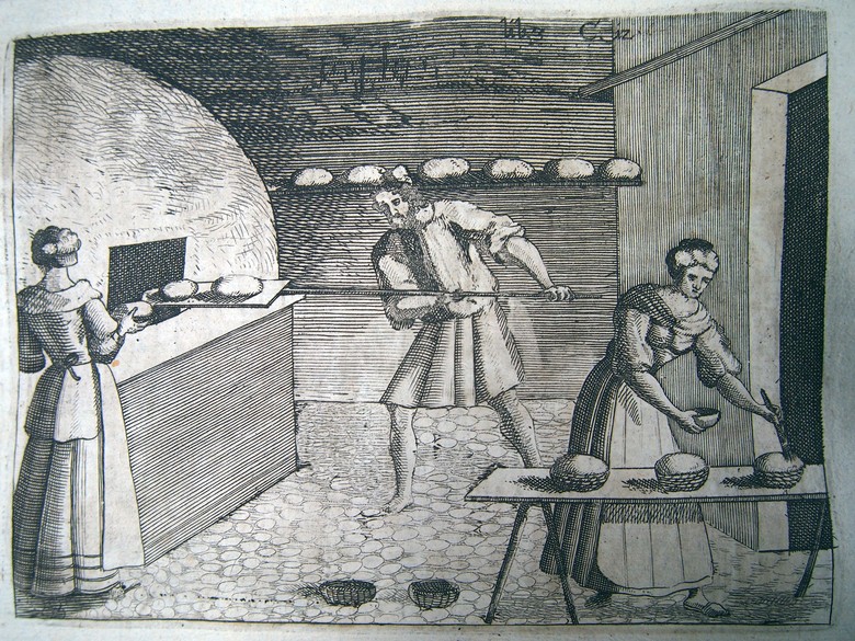 Georgica Curiosa, Detail: Beim Brotbacken.