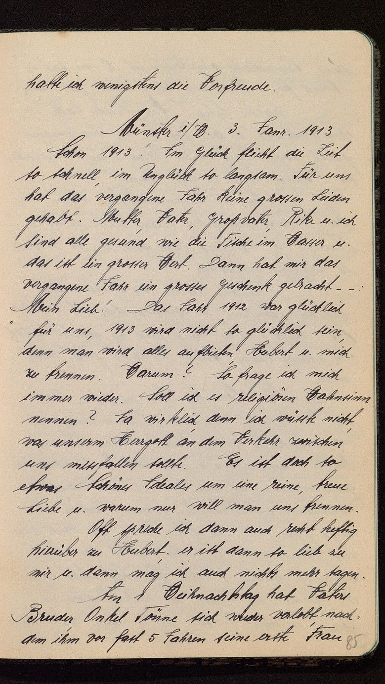 Tagebucheintrag von Anni Topheide, 3. Januar 1913.