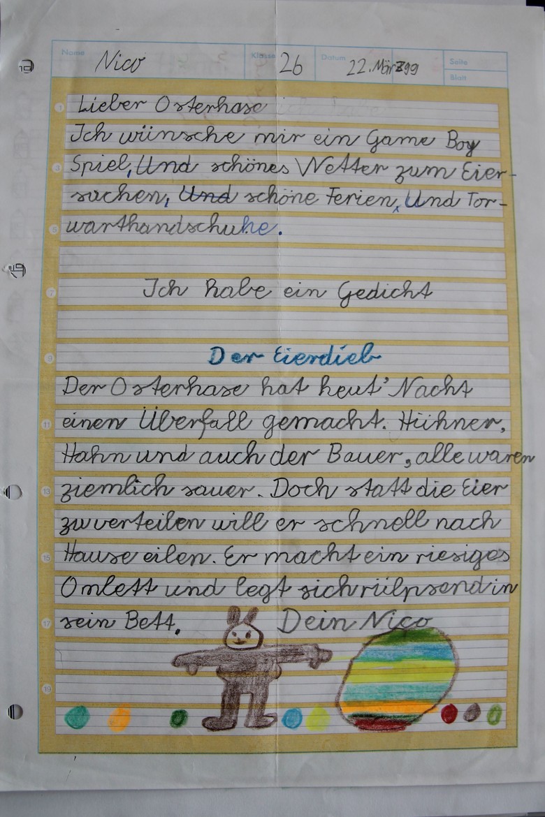 Ein Brief an den Osterhasen.