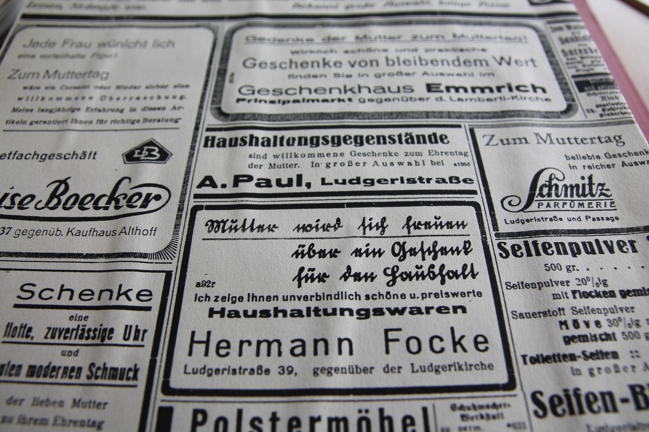Werbeannoncen im Münsterischen Anzeiger, 7.5. 1937.