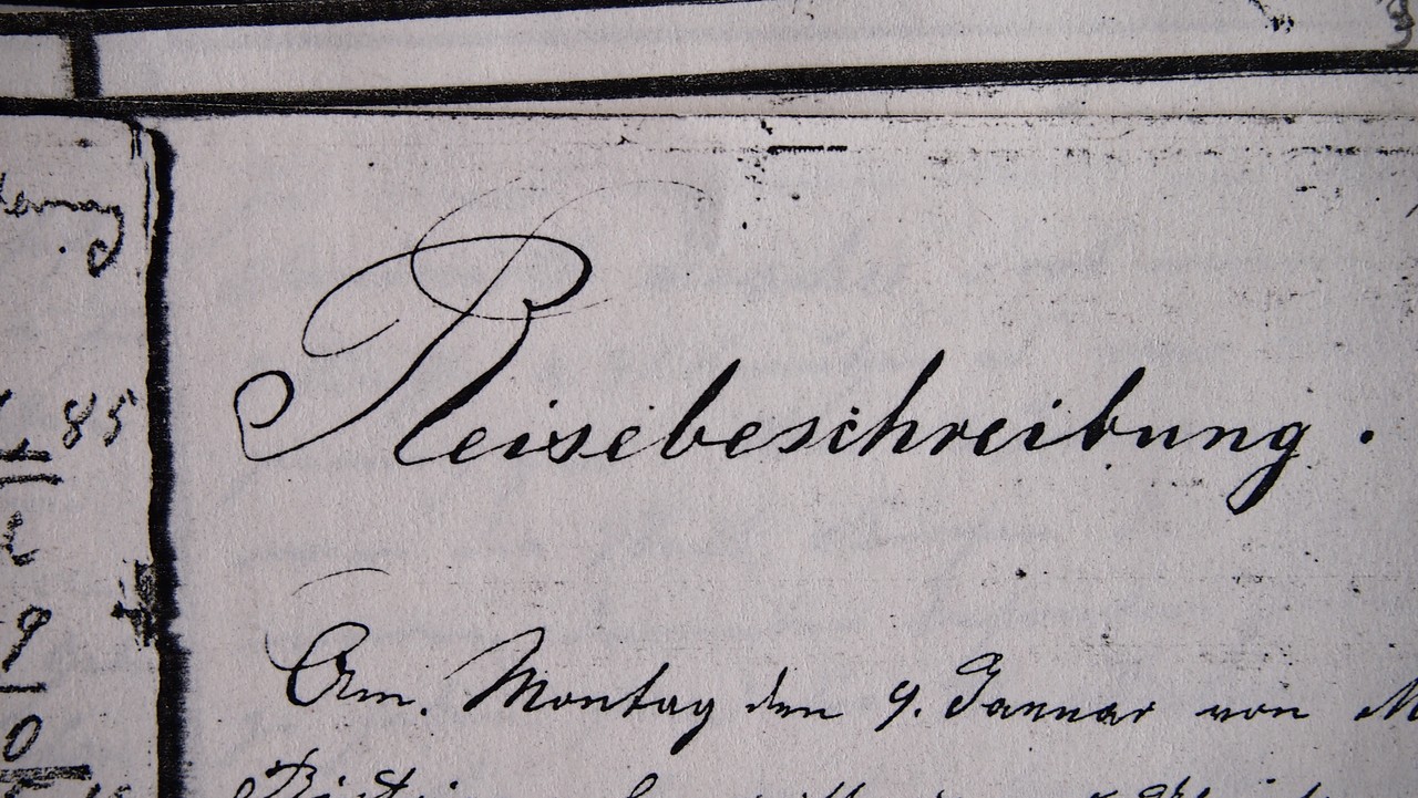 Seine Aufzeichnungen von einer viermonatigen Reise durch Kroatien, Italien, die Schweiz und Deutschland im Jahre 1882 hat Heinrich Althoff mit „Reisebeschreibung.“ überschrieben. (Alltagskulturarchiv, Sign. K542, Foto: Cantauw)