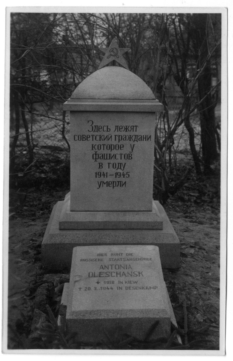 Mahnmal für die russische Zwangsarbeiterin Antonia Oleschansk, Foto: Kommunalarchiv Herford.