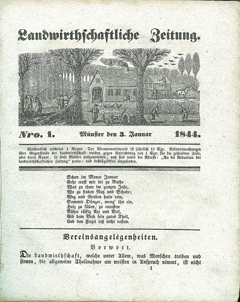 Titelblatt der ersten Ausgabe von 1844 (Foto: Wochenblatt).